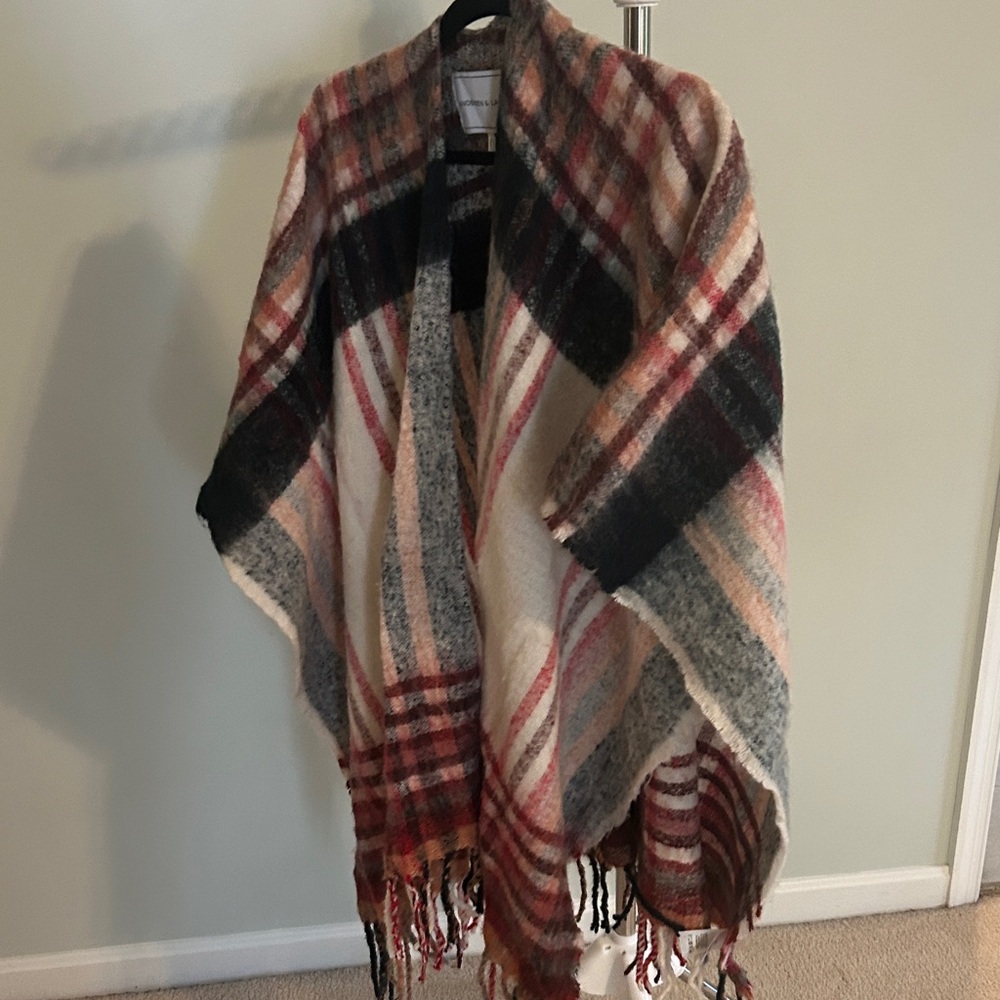 Plaid Fringe Shawl Wrap